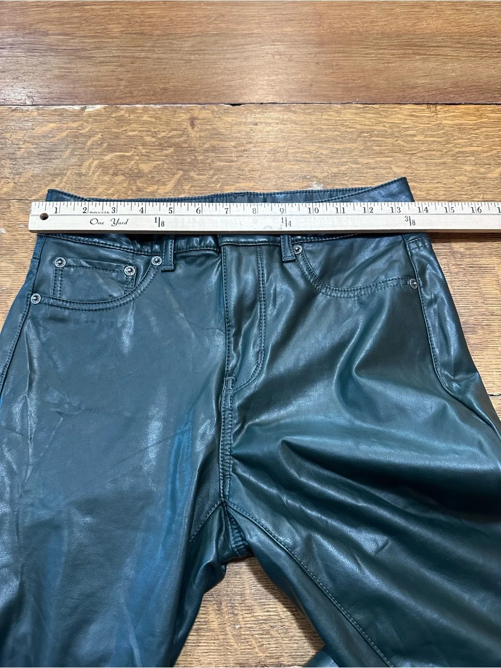 American Eagle Outfitters sz 4 long NWT Black Faux Leather Flare Pants